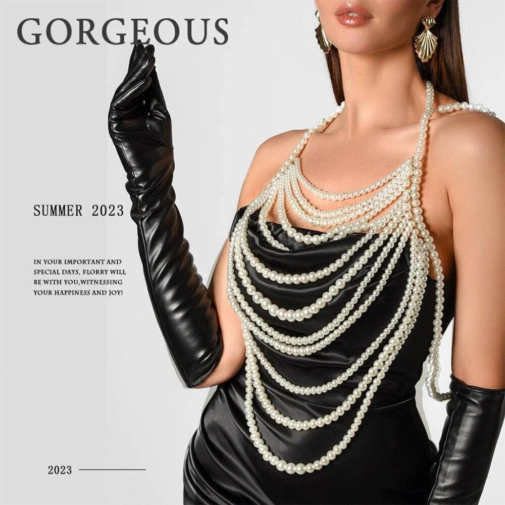 Pearl Body Chain Women Jewelry Adjustable Chic Festival Party Wear - Picture 2 of 6